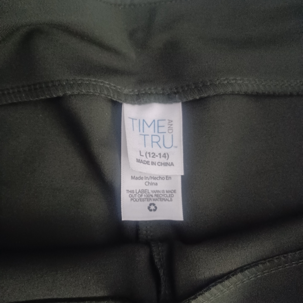 Time And Tru Dk Olive Green Leggings Sz L 12 14 - Picture 4 of 5